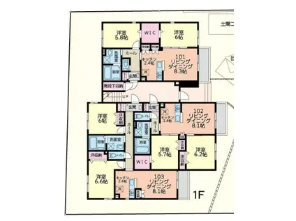 メゾン プティ アーブルF(2LDK/1階)の間取り写真