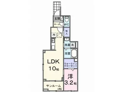 ヴェルデメゾン(1LDK/1階)の間取り写真