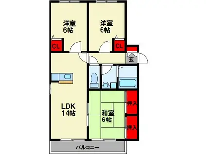 オレンジサンシャイン(3LDK/2階)の間取り写真