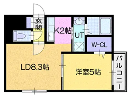 REVE北広島(1LDK/2階)の間取り写真