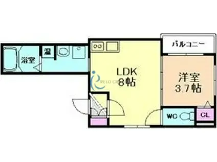 ローズガーデン矢田II(1LDK/2階)の間取り写真