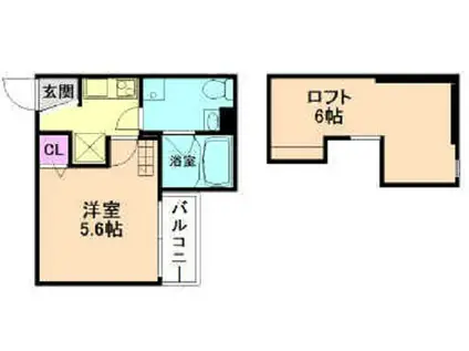 LUCERIA大和田(1K/2階)の間取り写真