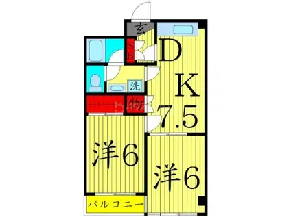 ヴィレヂ・ハピネス3(2DK/2階)の間取り写真