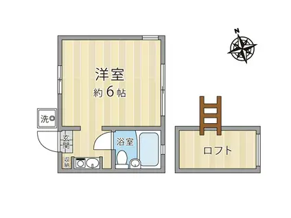 クオーターキャビン(1K/2階)の間取り写真
