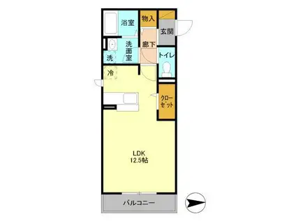 グランドゥール三笠山(ワンルーム/2階)の間取り写真