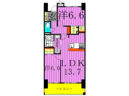 ロイヤルパークスリバーサイド(1SLDK/3階)の間取り写真