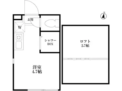 グラード南阿佐ヶ谷(ワンルーム/2階)の間取り写真