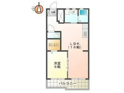 グランドハイツ(1LDK/2階)の間取り写真