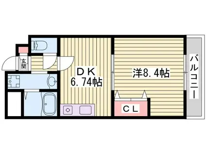 ウイングス神姫(1DK/4階)の間取り写真