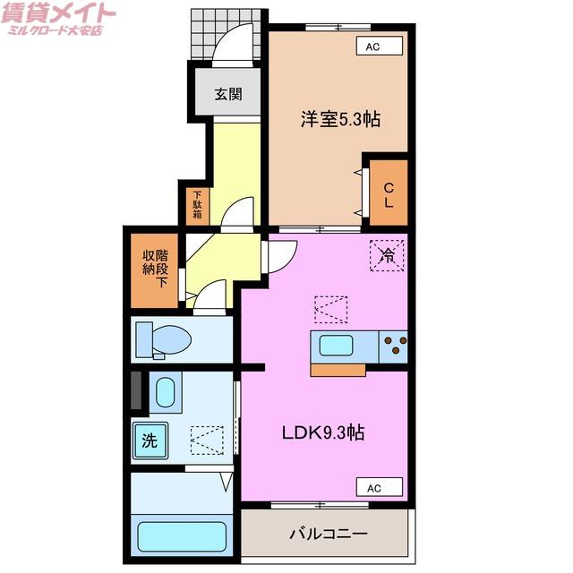 S・COURT(1LDK/1階)の間取り写真