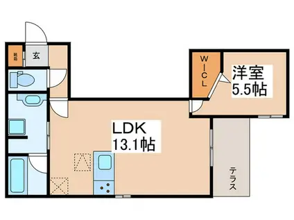 グランディーユ平野西(1LDK/1階)の間取り写真