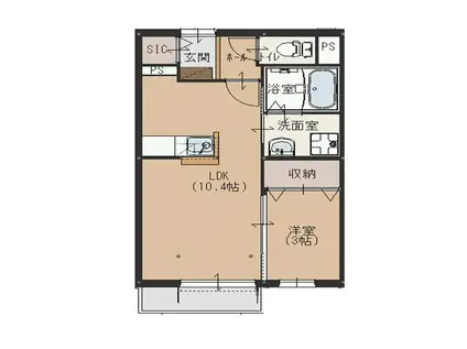 キャトルセゾンC(1LDK/1階)の間取り写真