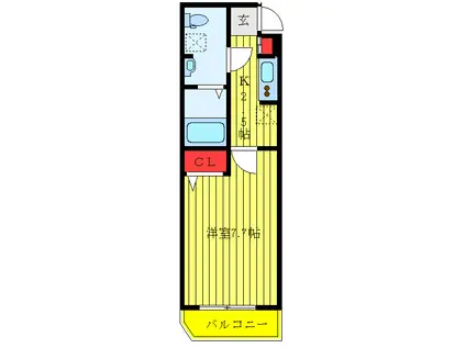 クレヴィスタ赤羽(1K/1階)の間取り写真