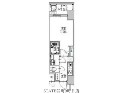 S-RESIDENCE難波大国町TRES(1K/11階)の間取り写真