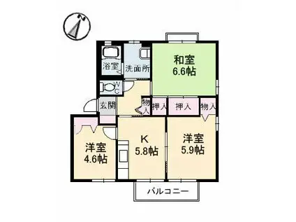 フォレスタ(3K/1階)の間取り写真