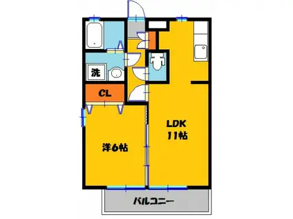 プランドール(1LDK/1階)の間取り写真