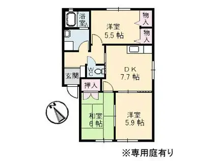 フレグランス川下(3DK/1階)の間取り写真