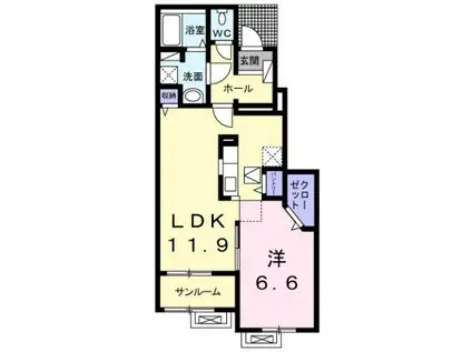 クッサン・ド・リヨンA(1LDK/1階)の間取り写真