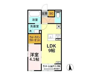 上越新幹線 長岡駅 徒歩25分 2階建 築7年(1LDK/2階)の間取り写真
