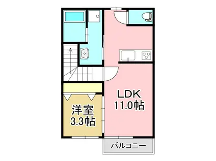 カローレ岡垣II(1LDK/1階)の間取り写真