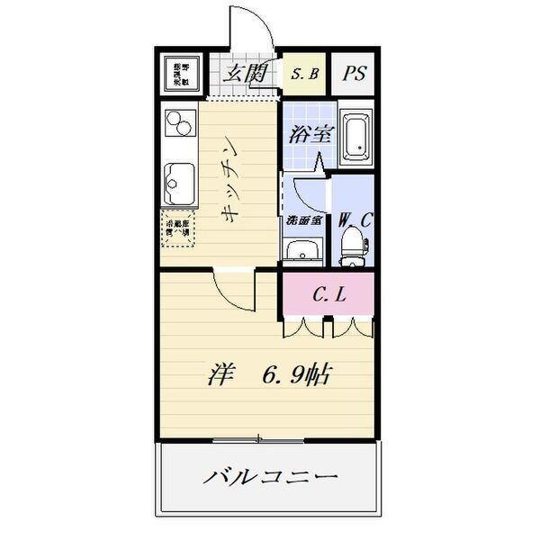 COMODO・MIHAMA(1K/2階)の間取り写真