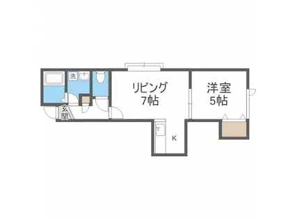 アメニティーズ新琴似(1LDK/2階)の間取り写真