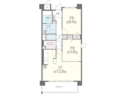 ＪＲ東海道本線 南草津駅 徒歩9分 5階建 築18年(2LDK/5階)の間取り写真