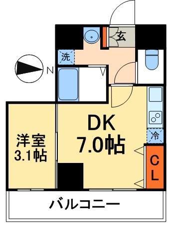 ディアレイシャス押上タワービュー通(1DK/8階)の間取り写真