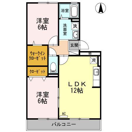 ビッグベアハイツII(2LDK/2階)の間取り写真