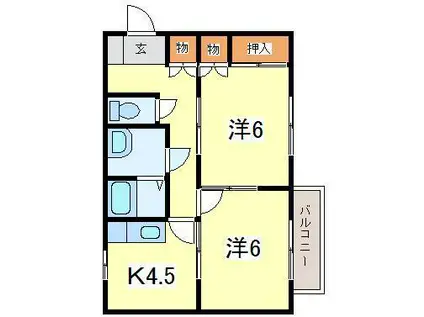 グランシャリオ(2K/2階)の間取り写真