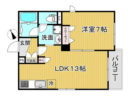 グリーチネ(1LDK/2階)の間取り写真