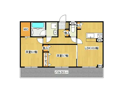 つくばエクスプレス みどりの駅 徒歩9分 3階建 築3年(2LDK/2階)の間取り写真