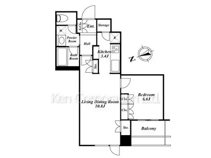 ウエストパークタワー池袋(1SLDK/2階)の間取り写真