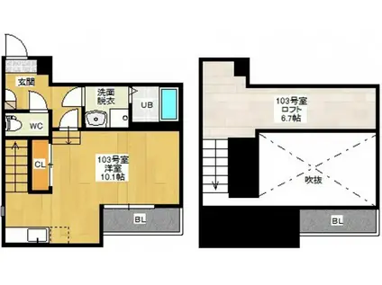 MAISONETIC 平和記念公園(ワンルーム/1階)の間取り写真
