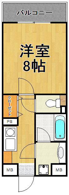 ロマネスク通町第2(1K/2階)の間取り写真