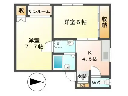 ライブスII(2K/1階)の間取り写真