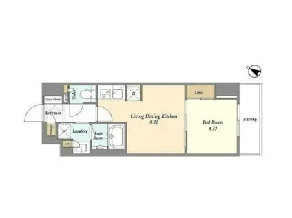 ドゥーエ横濱鶴見(1LDK/9階)の間取り写真