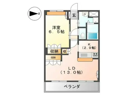 COCO.グレイス(1LDK/2階)の間取り写真