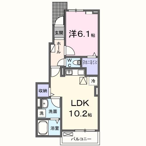 ポンテリブロK・I(1LDK/1階)の間取り写真
