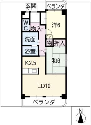 ベルメゾンA(2LDK/4階)の間取り写真