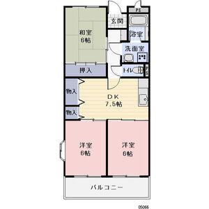 オーガイトKITAOKA A(3DK/3階)の間取り写真