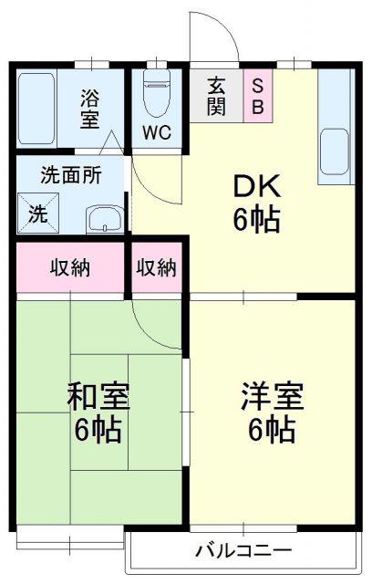 ノーブル後庵(2DK/2階)の間取り写真