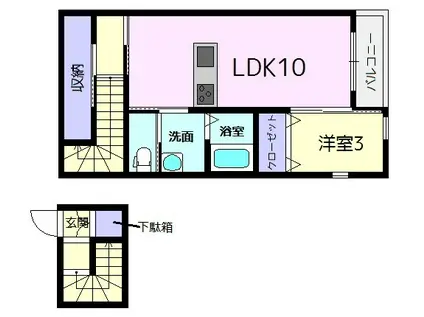 ドルチェヴィータ嬉野E(1LDK/2階)の間取り写真