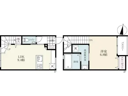 プレミアムアイランド田手(1LDK/1階)の間取り写真
