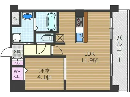 スプランティッド茨木天王(1LDK/2階)の間取り写真