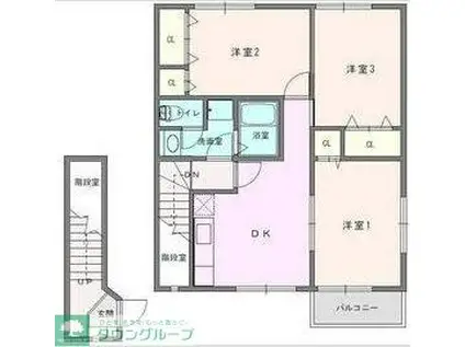ラルジュI(3DK/2階)の間取り写真