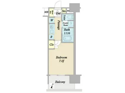 クレストコート靭公園(1K/3階)の間取り写真