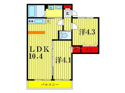 ピア草加(2LDK/1階)の間取り写真
