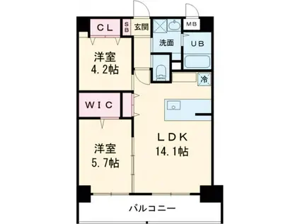ウィングス熊手(2LDK/11階)の間取り写真