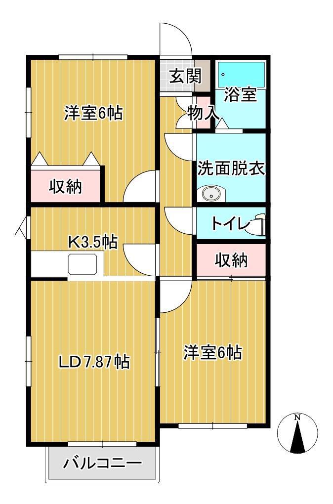 ラシーヌB(2LDK/1階)の間取り写真